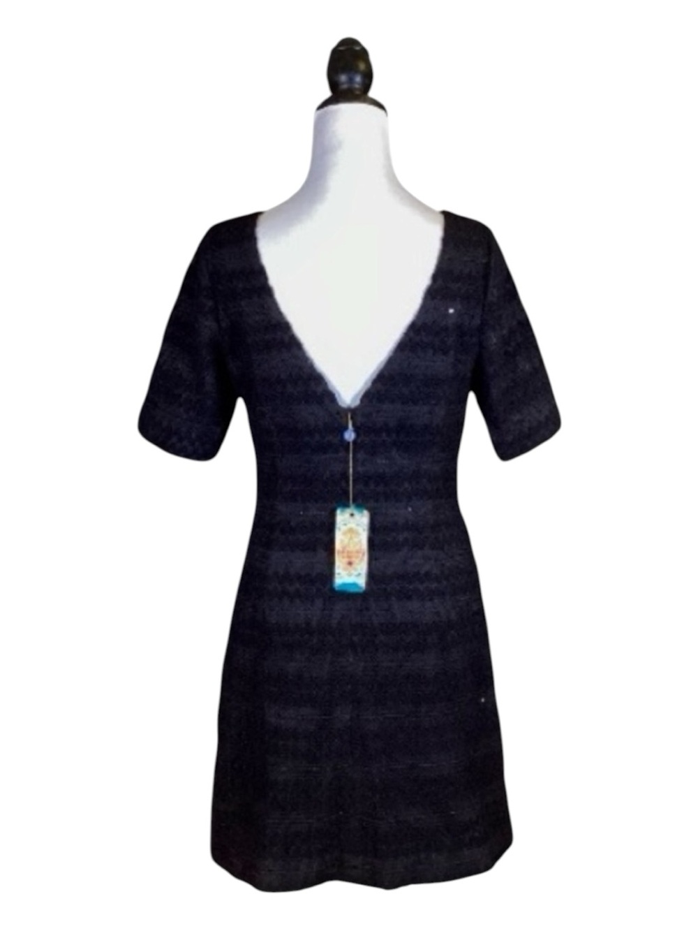 Plenty by Tracy Reese Dress Black Shift Sequin Lace Retro Glam Cocktail 8 NWT - Picture 4 of 8